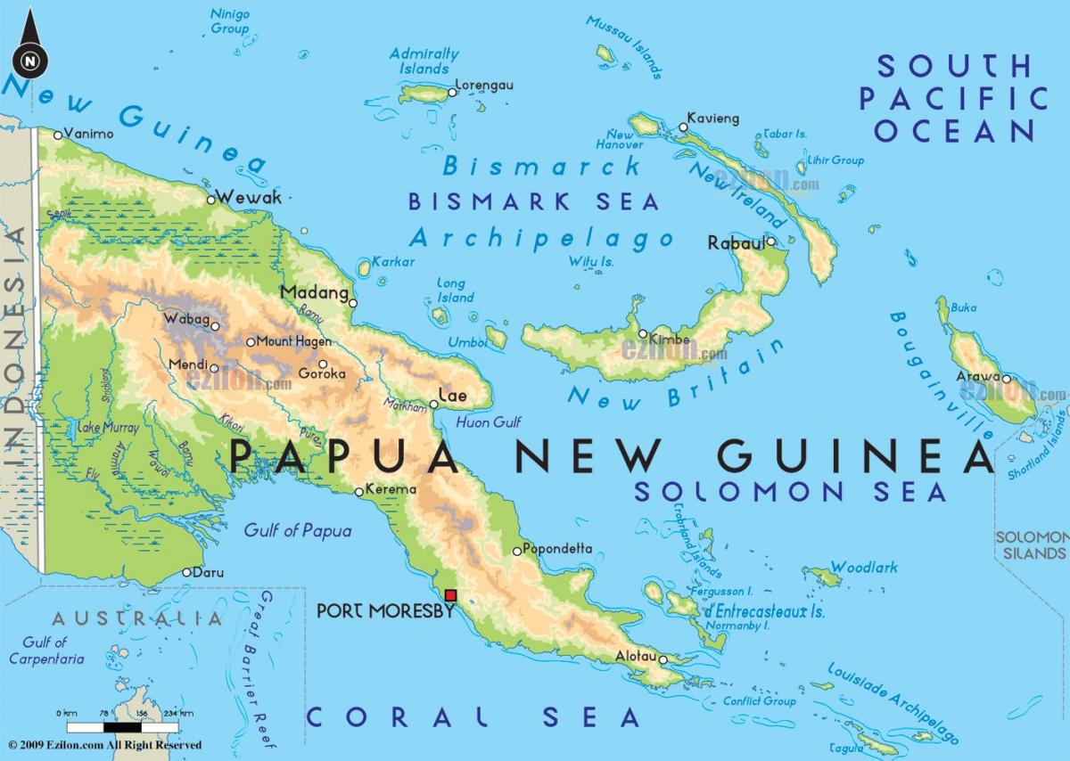 carte de la ville, capitale de la papouasie-nouvelle-guinée