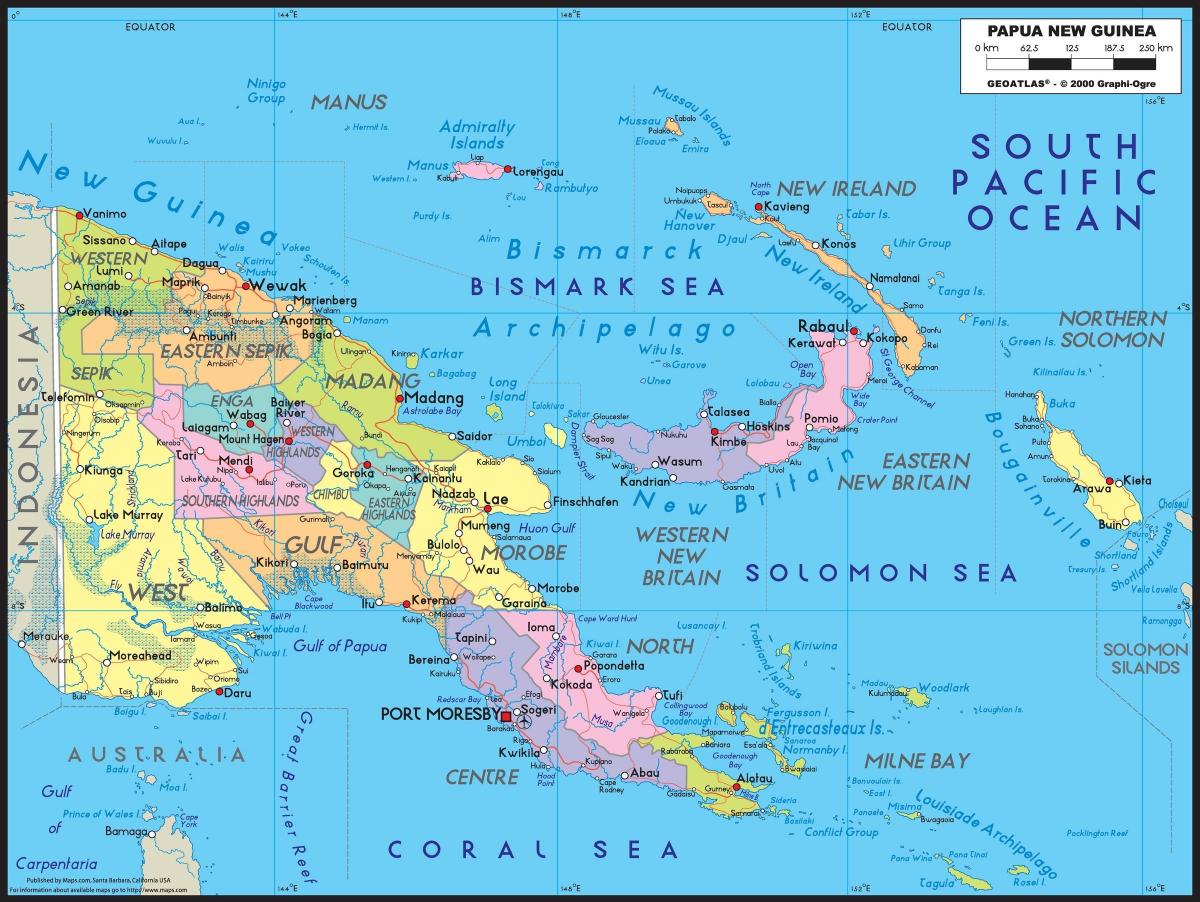 carte détaillée de la papouasie-nouvelle-guinée