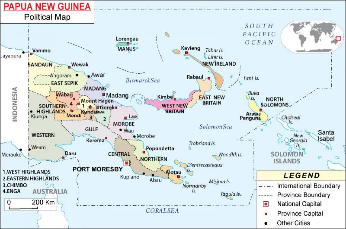 carte de la papouasie-nouvelle-guinée provinces