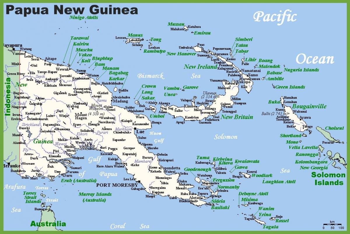 papouasie-nouvelle-guinée dans la carte