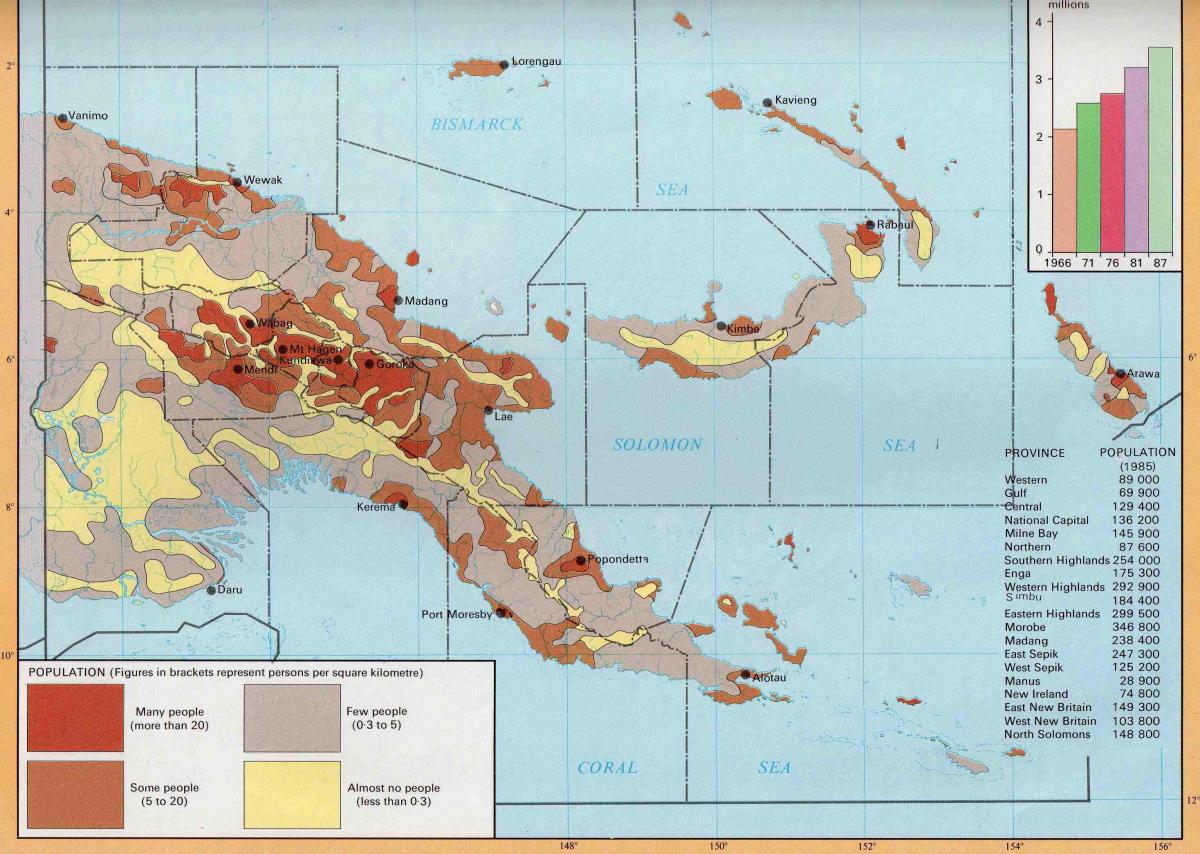 carte de la papouasie-nouvelle-guinée de la population
