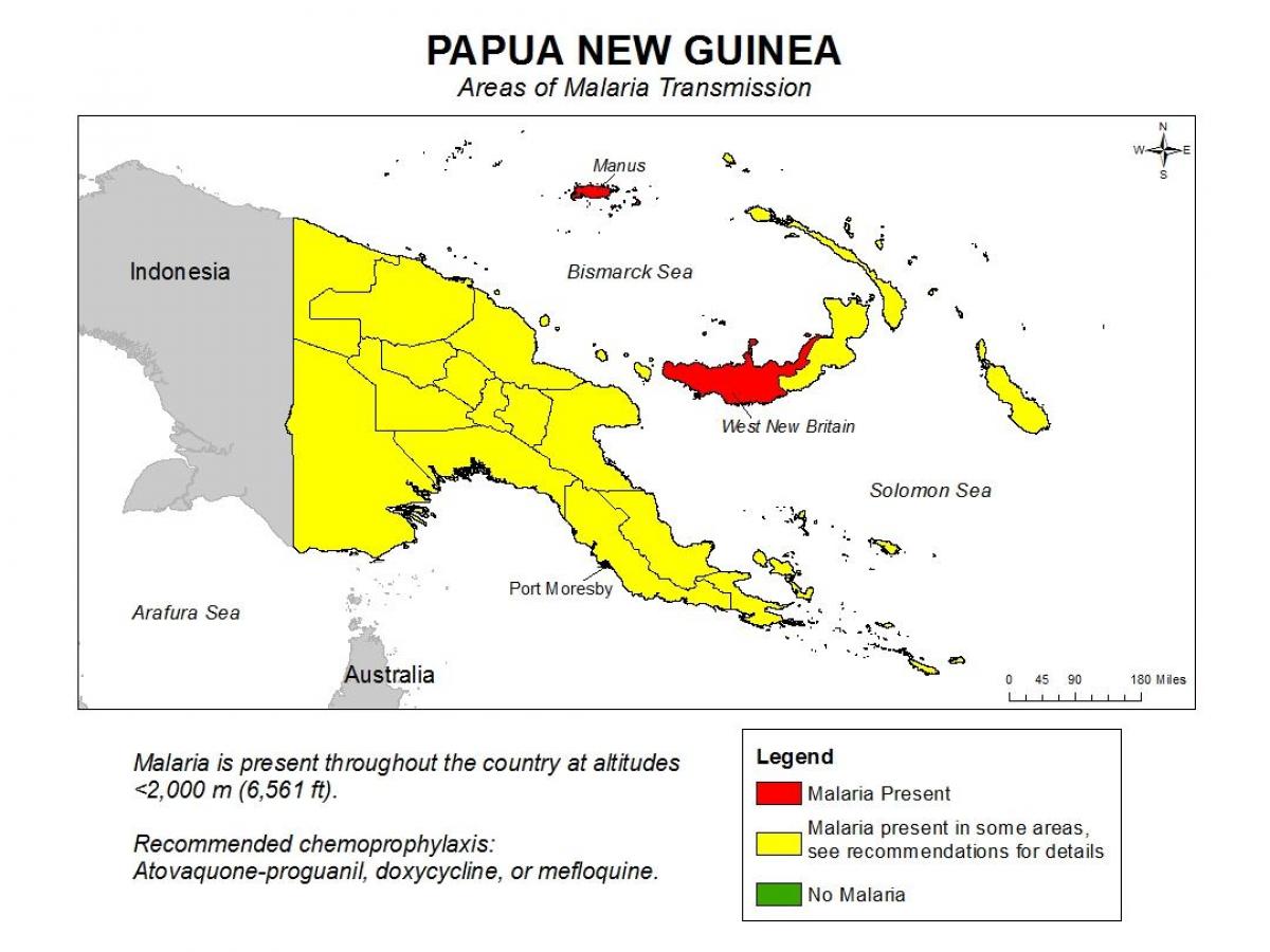 carte de la papouasie-nouvelle-guinée paludisme