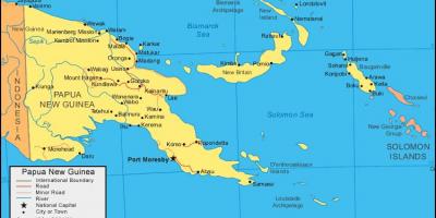 Carte de la papouasie-nouvelle-guinée et dans les pays environnants